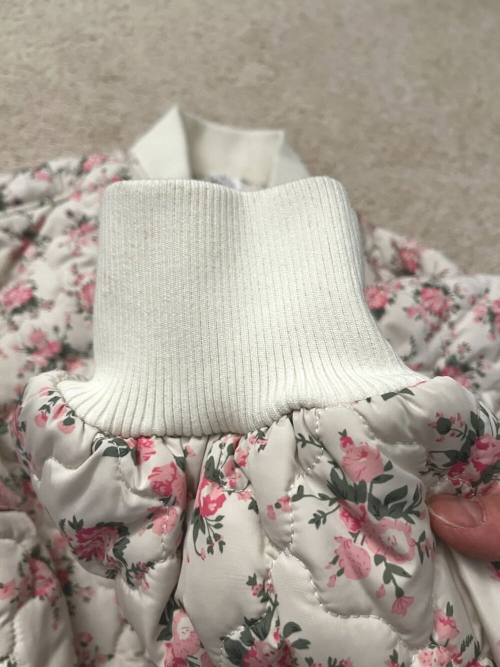 Mable Mallory Oversized Floral Bomber Jacket SMALL Cream Pink Anthropologie - Picture 9 of 13